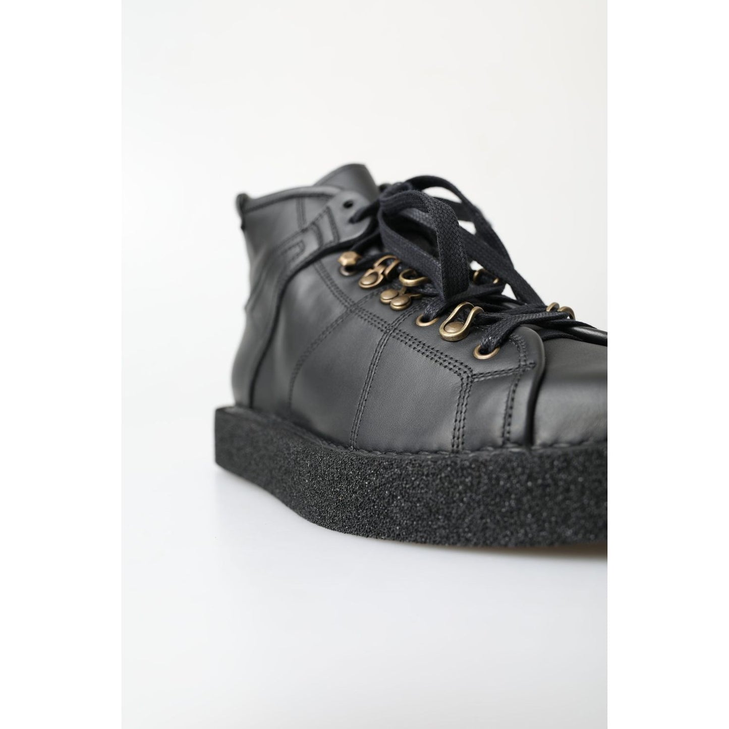 Dolce & Gabbana Black Leather Slip on Stretch Boots MV5037-40
