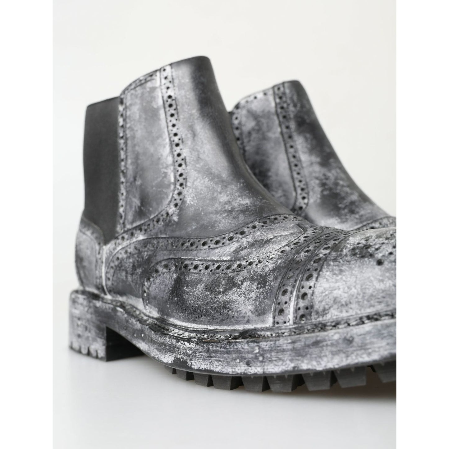 Dolce & Gabbana Black Gray Leather Ankle Boots MV5047-39