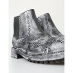 Dolce & Gabbana Black Gray Leather Ankle Boots MV5047-39