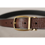 Dolce & Gabbana Brown Leather Classic Vintage Metal Buckle Belt BEL8603-80