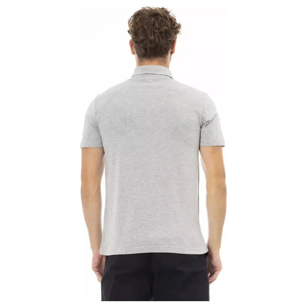 Baldinini Trend Gray Cotton Men Polo Shirt Baldinini Trend Gray
