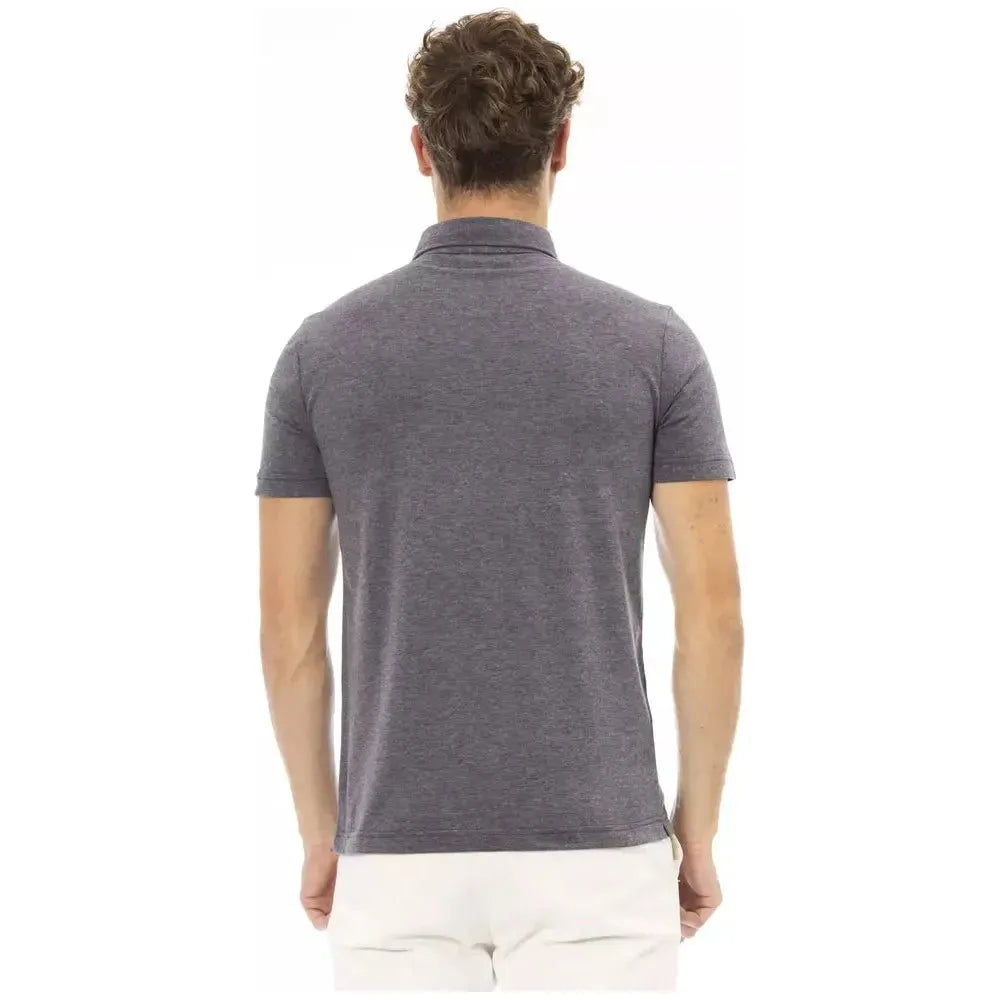 Baldinini Trend Gray Cotton Men Polo Shirt Baldinini Trend Dim Gray