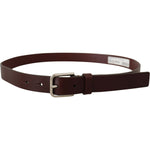 Dolce & Gabbana Maroon Calf Leather Silver Tone Metal Buckle Belt BEL8637#2-80