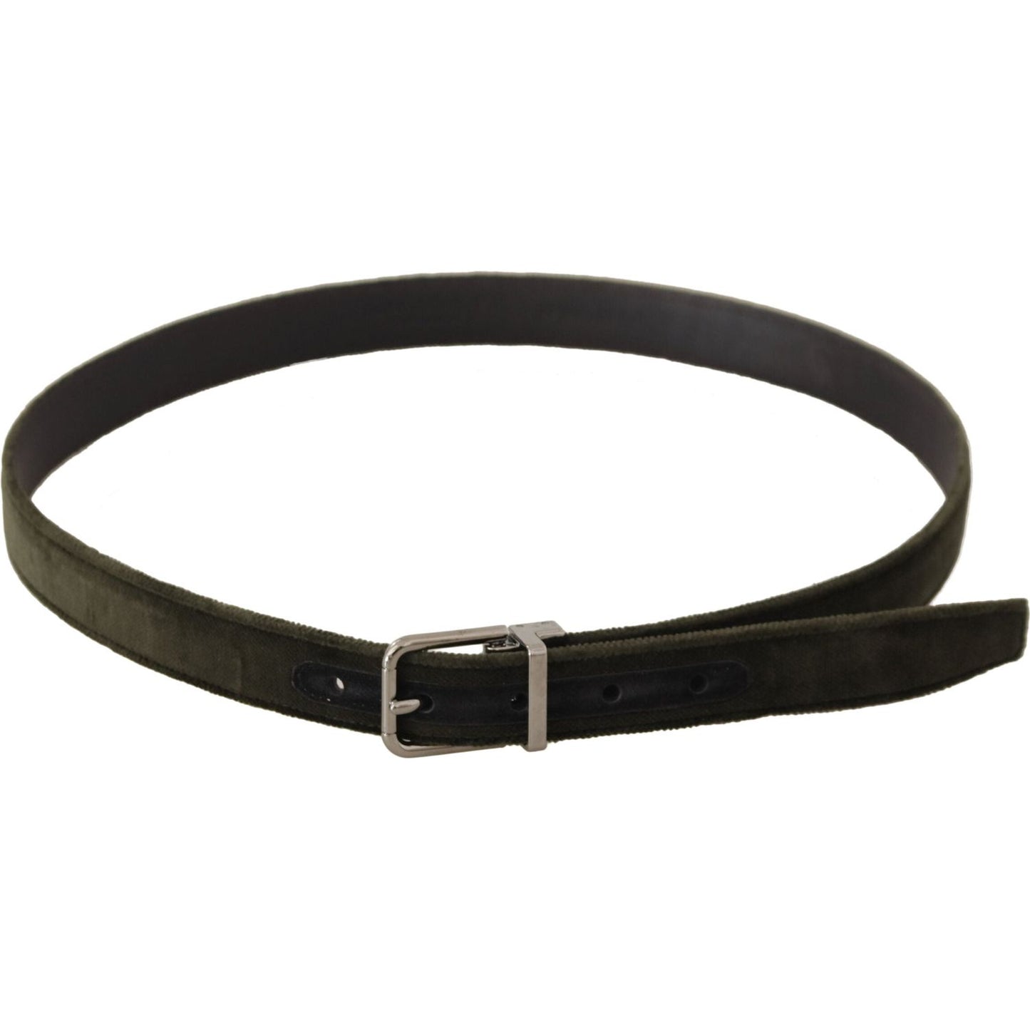 Dolce & Gabbana Green Velvet Silver Tone Metal Buckle Belt