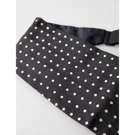 Dolce & Gabbana Black Silk Polka Waist Tuxedo Belt Cummerbund