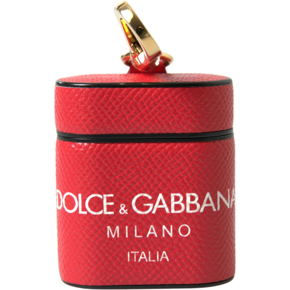Dolce & Gabbana Elegant Red Leather Airpods Case Dolce & Gabbana Brown