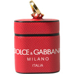 Dolce & Gabbana Elegant Red Leather Airpods Case Dolce & Gabbana Brown