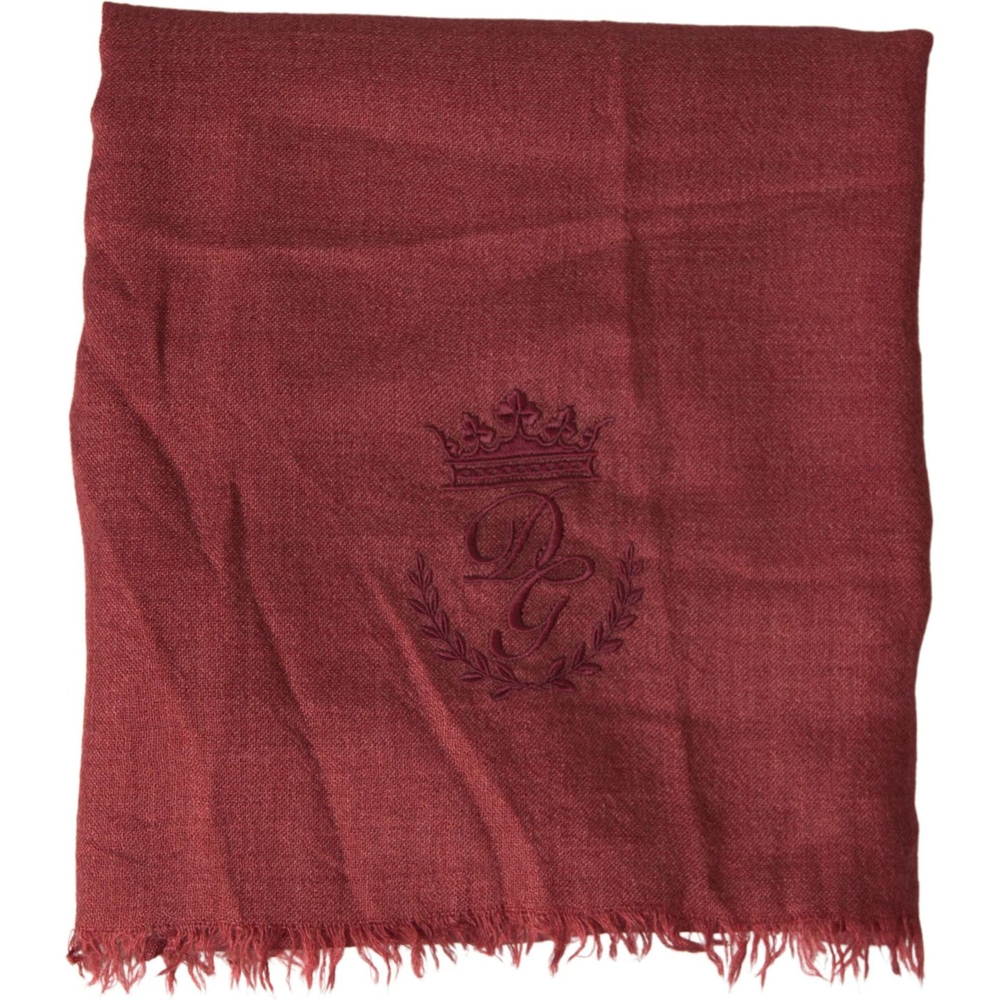 Dolce & Gabbana Maroon Cashmere Knit Wrap Shawl Fringe Scarf MS7059