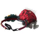 Dolce & Gabbana Red with multicolor Rose Silk Crystal Netted Logo Diadem Headband SMY101162
