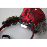 Dolce & Gabbana Red with multicolor Rose Silk Crystal Netted Logo Diadem Headband SMY101162