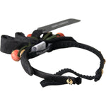 Dolce & Gabbana Black with multicolor Fig Fruit Crystal Tiara Diadem Headband SMY101163