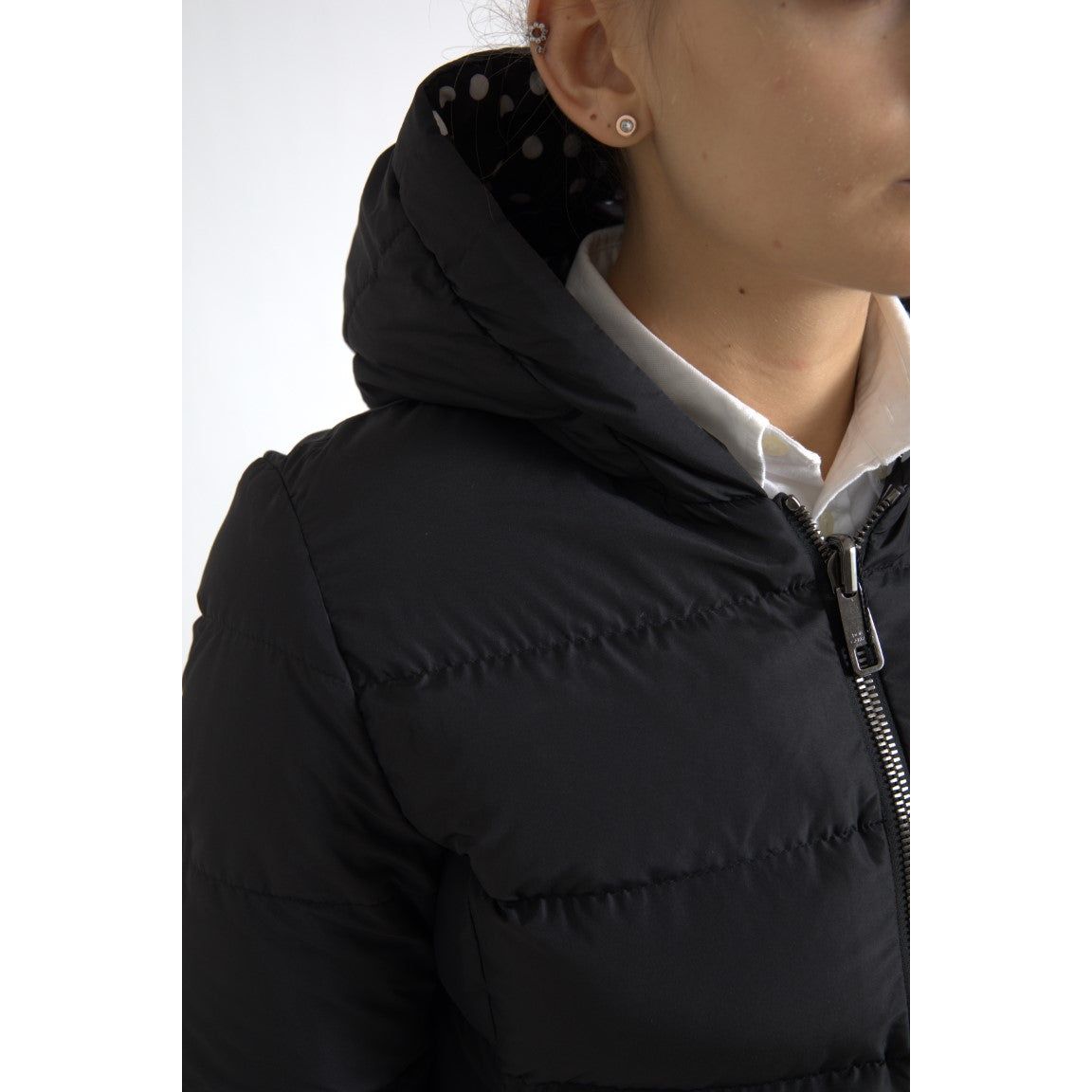 Dolce & Gabbana Black Polyester Hooded Reversible Jacket JKT41447-42