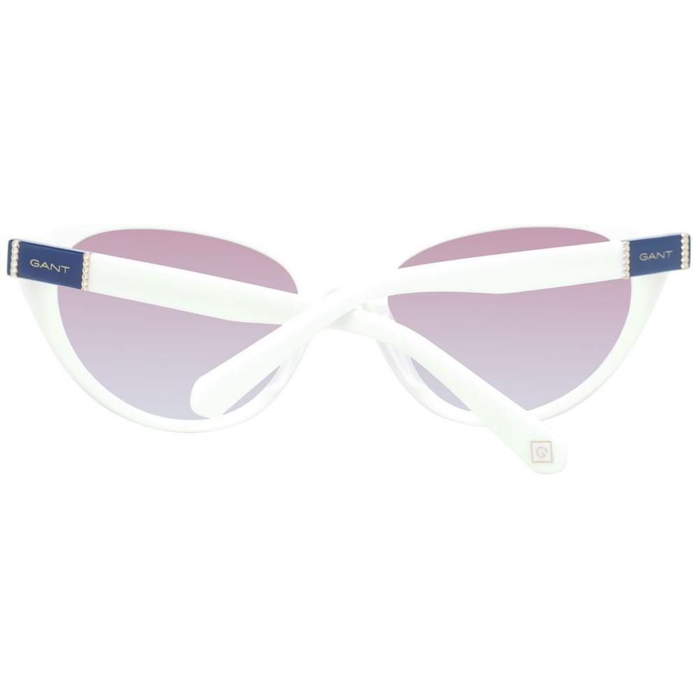 Gant cream women cat eye sunglasses with gradient brown lenses and full-rim plastic frame, size 55-18-135, UVA & UVB protection.