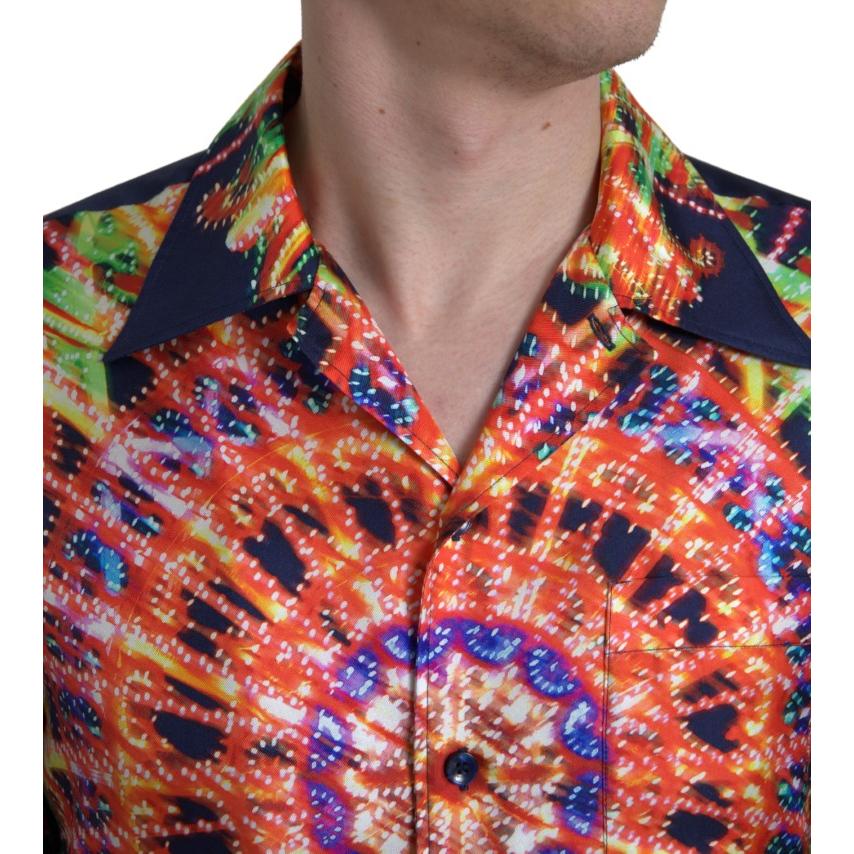Dolce & Gabbana Multicolor Luminarie Print Men Shirt Silk TSH84189-41