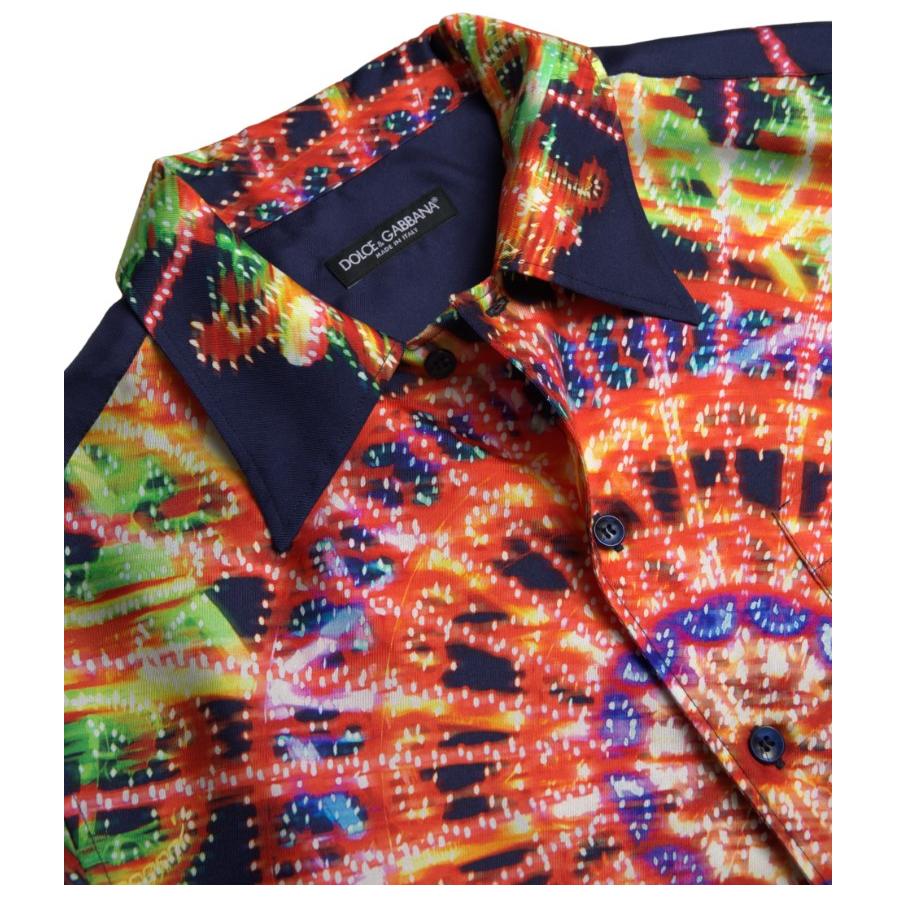 Dolce & Gabbana Multicolor Luminarie Print Men Shirt Silk TSH84189-41