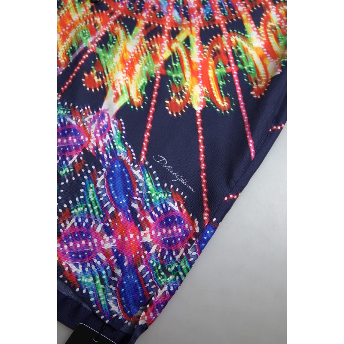 Dolce & Gabbana Multicolor Luminarie Print Men Shirt Silk TSH84189-41