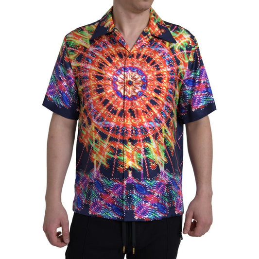 Dolce & Gabbana Multicolor Luminarie Print Men Shirt Silk