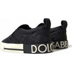 Dolce & Gabbana Black Quilted Slip On Low Top Sneakers Shoes LA10439-35