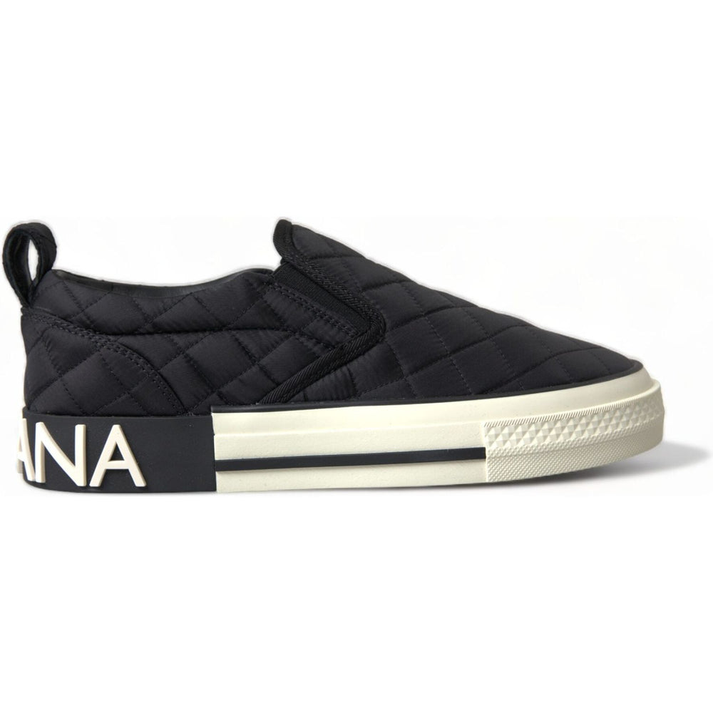 Dolce & Gabbana Black Quilted Slip On Low Top Sneakers Shoes LA10439-35