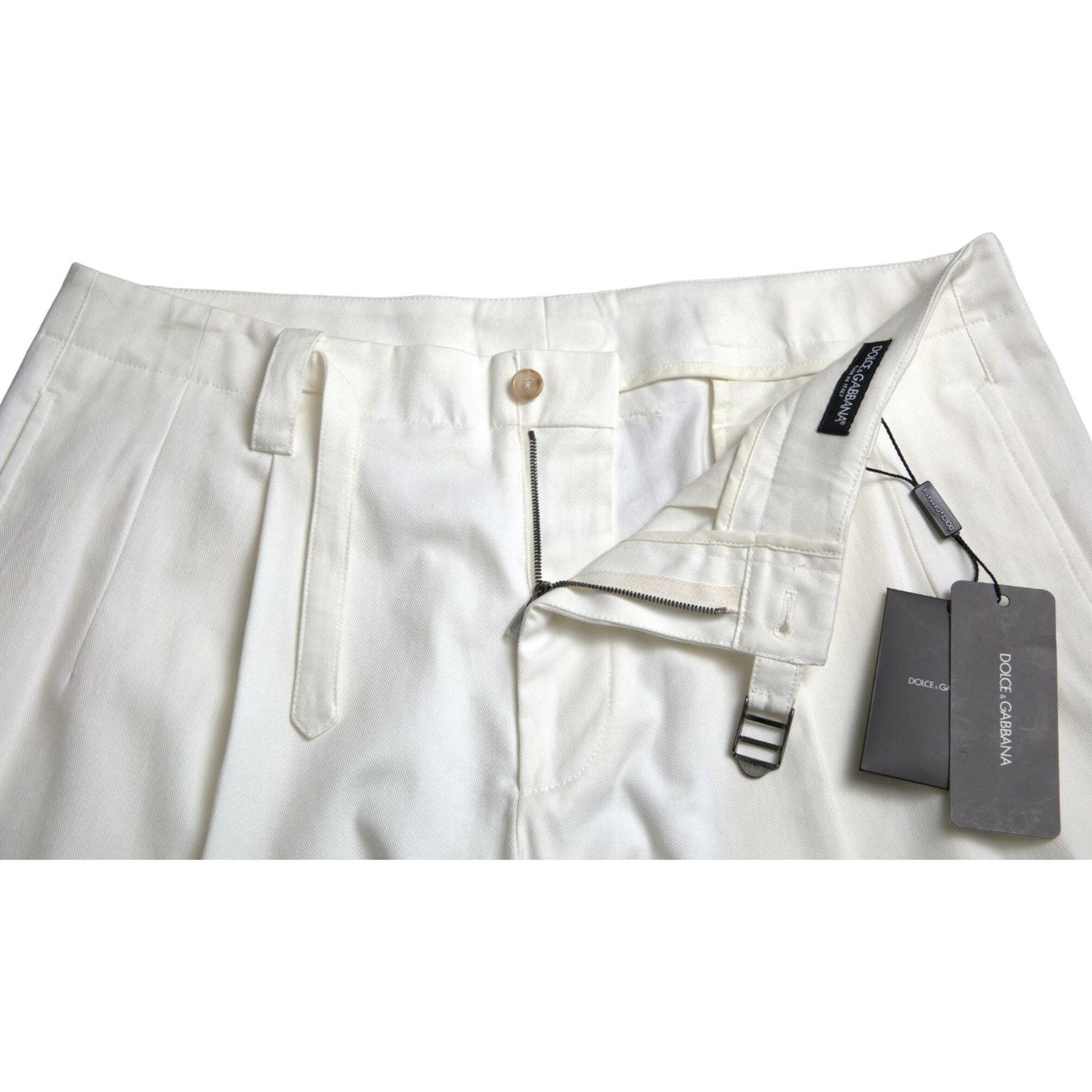 Dolce & Gabbana White Cotton Stretch Men Bermuda Denim Shorts