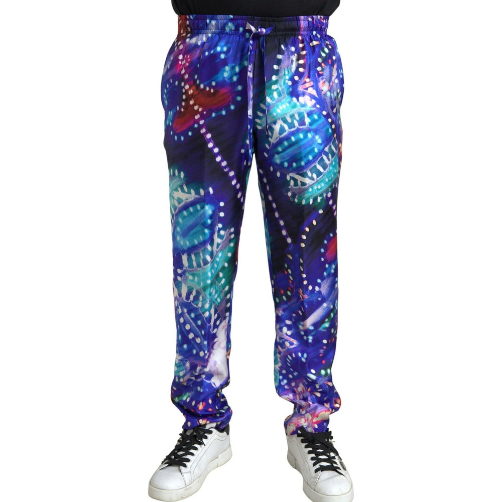 Dolce & Gabbana Multicolor Printed Silk Men Trouser Pants PAN74851-48