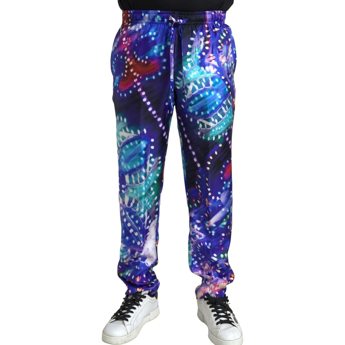 Dolce & Gabbana Multicolor Printed Silk Men Trouser Pants PAN74851-48
