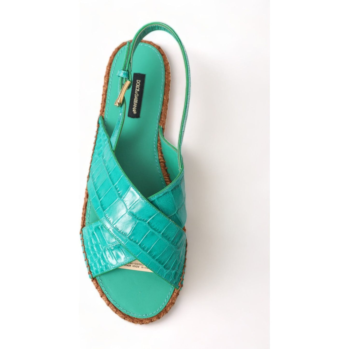 Dolce & Gabbana Elegant Green Espadrille Platform Sandals Dolce & Gabbana Light Gray