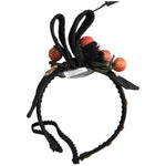 Dolce & Gabbana Black with multicolor Fig Fruit Crystal Tiara Diadem Headband SMY101163