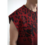 Dolce & Gabbana Red Leopard Cotton Sleeveless Tank T-shirt TSH84163-46