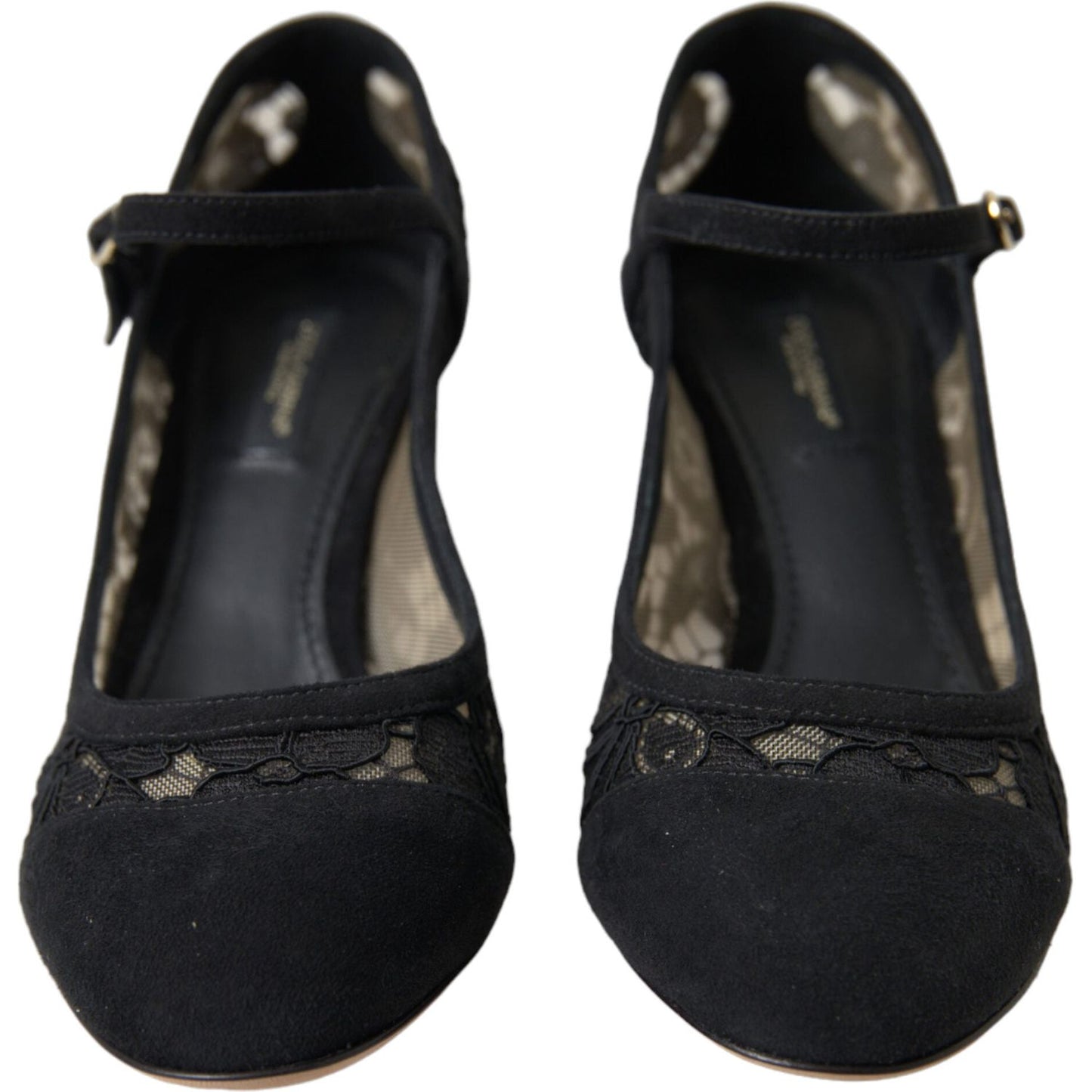Dolce & Gabbana Elegant Suede Mary Jane Lace Heels Dolce & Gabbana Black