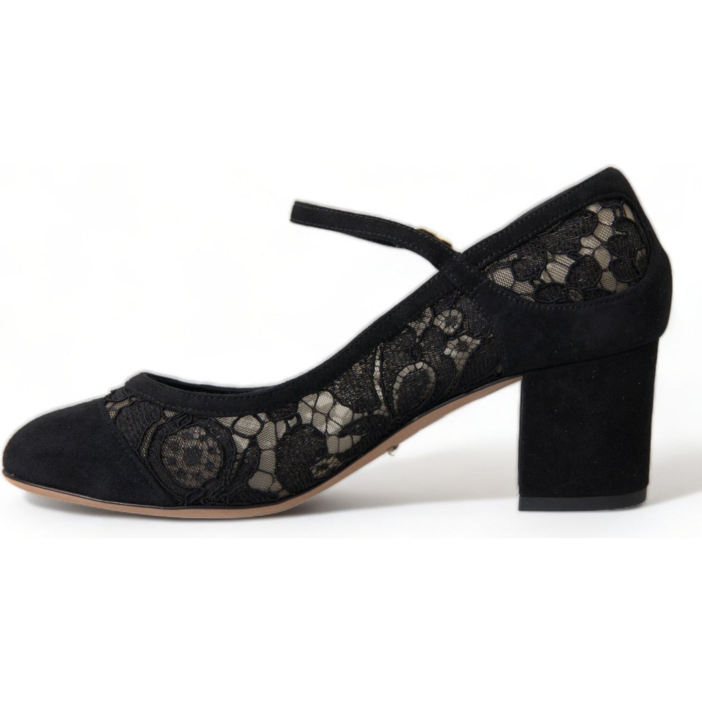 Dolce & Gabbana Elegant Suede Mary Jane Lace Heels Dolce & Gabbana Light Gray