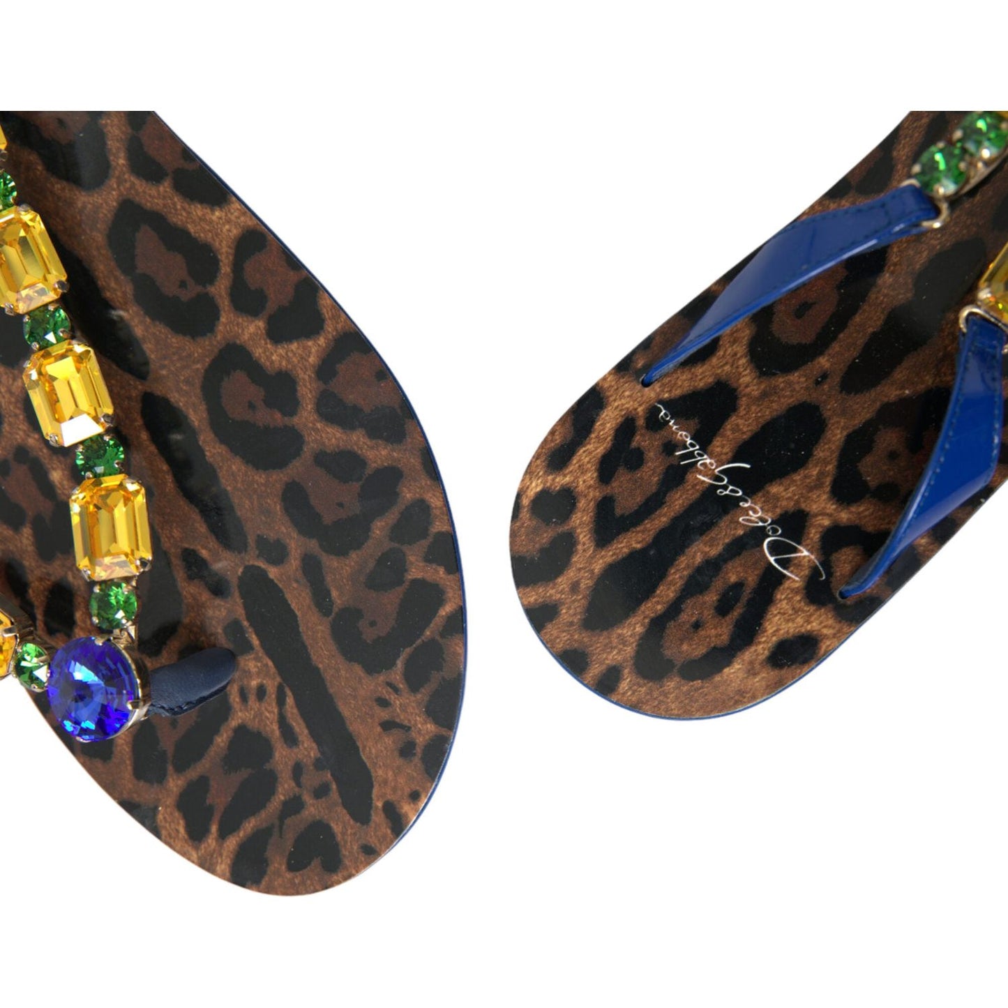 Dolce & Gabbana Elegant Blue Leather Flat Sandals Dolce & Gabbana Dark Slate Gray
