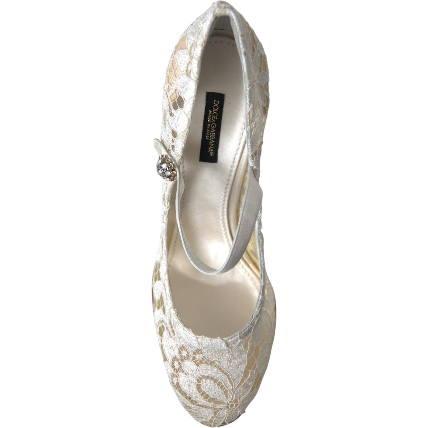 Dolce & Gabbana Chic Lace Block Heels Sandals in Cream White Dolce & Gabbana Rosy Brown