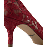 Dolce & Gabbana Red Taormina Lace Crystal Heels Pumps Shoes LA10352-36