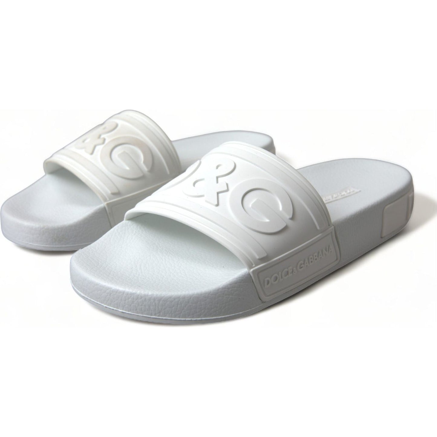Dolce & Gabbana Elegant White Logo Slides Dolce & Gabbana Light Gray