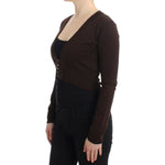 Cavalli Elegant Brown Virgin Wool Cropped Cardigan Cavalli Black