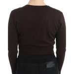 Cavalli Elegant Brown Virgin Wool Cropped Cardigan Cavalli Black