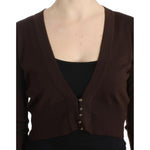 Cavalli Elegant Brown Virgin Wool Cropped Cardigan Cavalli Tan