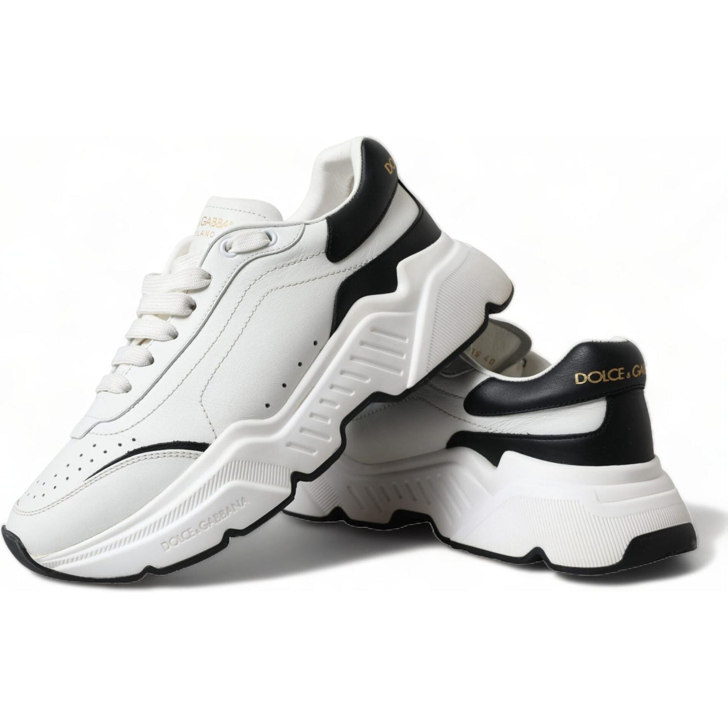 Dolce & Gabbana Chic Black & White Daymaster Leather Sneakers Dolce & Gabbana Light Gray