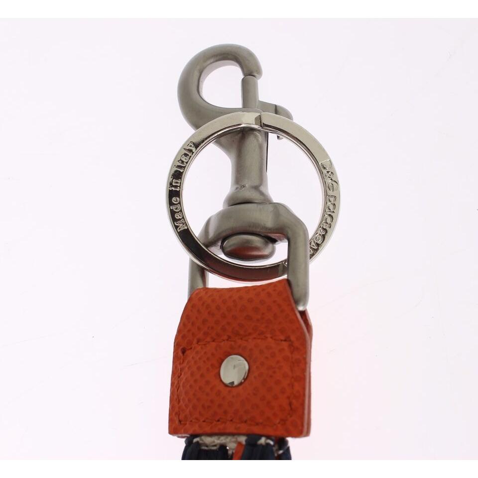 Dolce & Gabbana Red White Raffia Leather Clasp Finder Keyring Keychain SIG15032