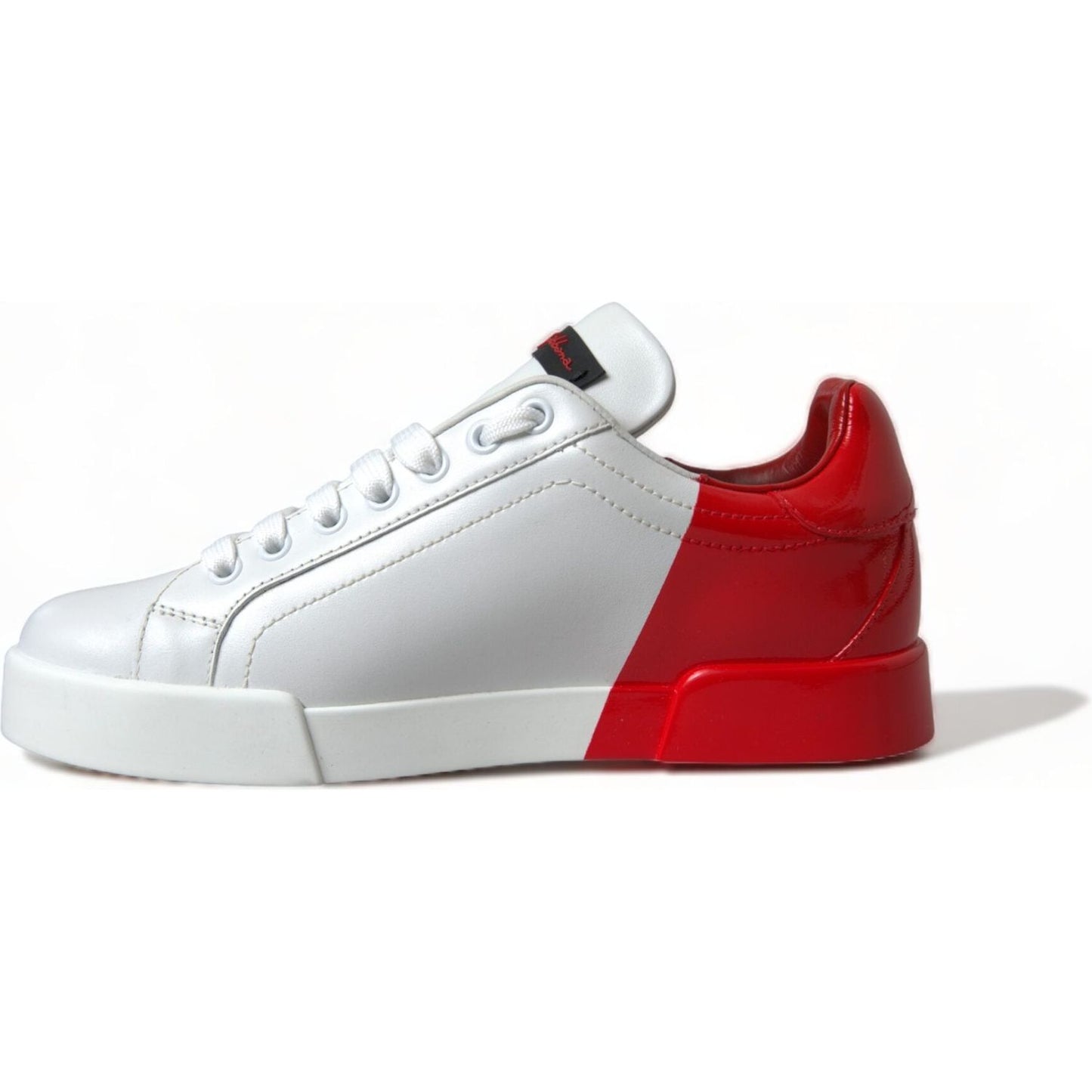 Dolce & Gabbana Elegant White Leather Portofino Sneakers Dolce & Gabbana Light Gray