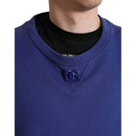 Dolce & Gabbana Royal Blue Cotton Crewneck Pullover Sweater TSH84773-56