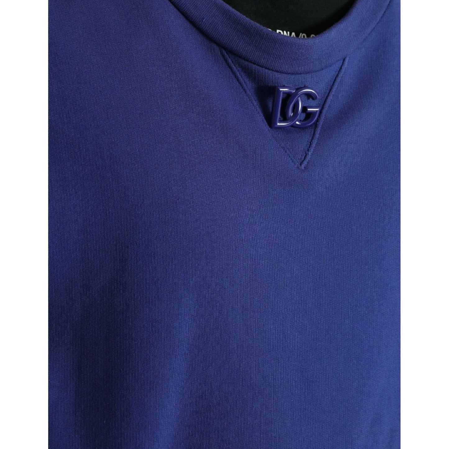 Dolce & Gabbana Royal Blue Cotton Crewneck Pullover Sweater TSH84773-56