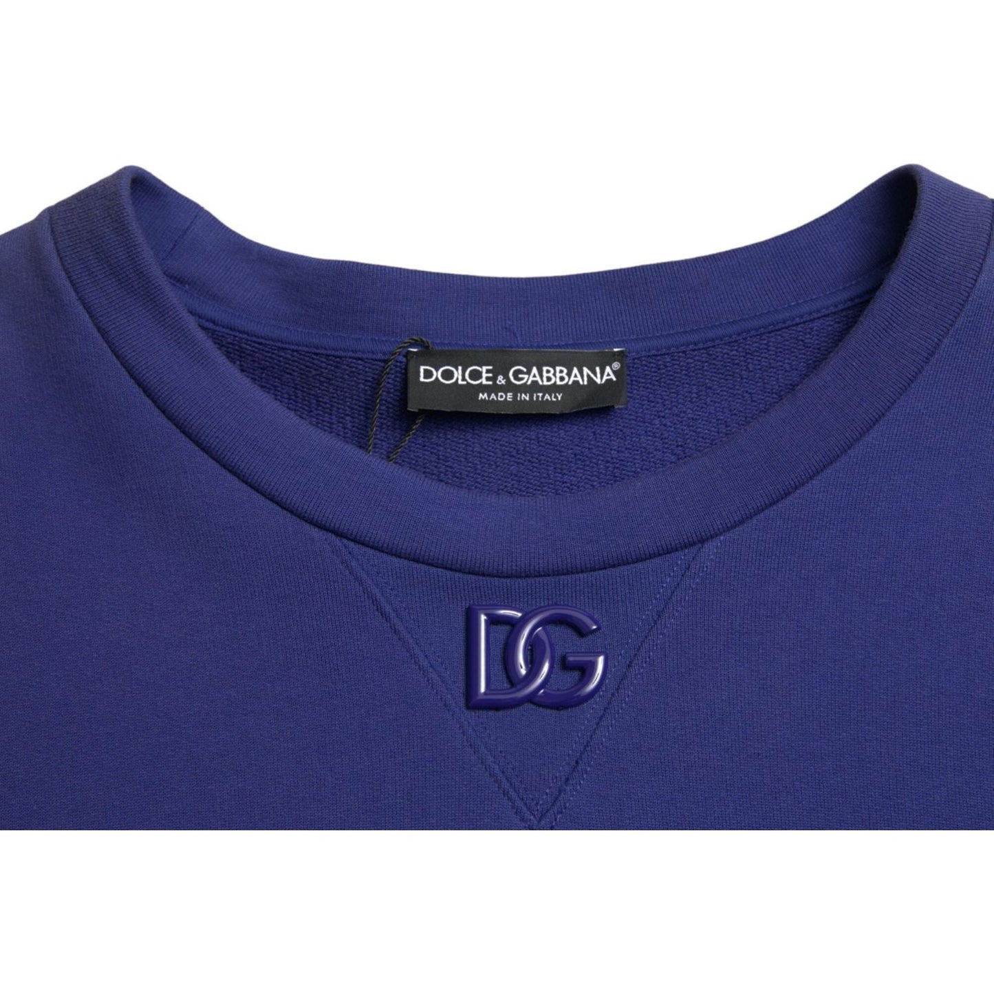 Dolce & Gabbana Royal Blue Cotton Crewneck Pullover Sweater TSH84773-56