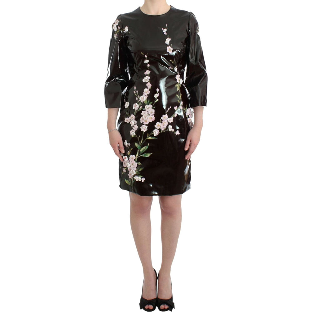 Dolce & Gabbana Black patent floral HANDPAINTED dress SIG12063-1