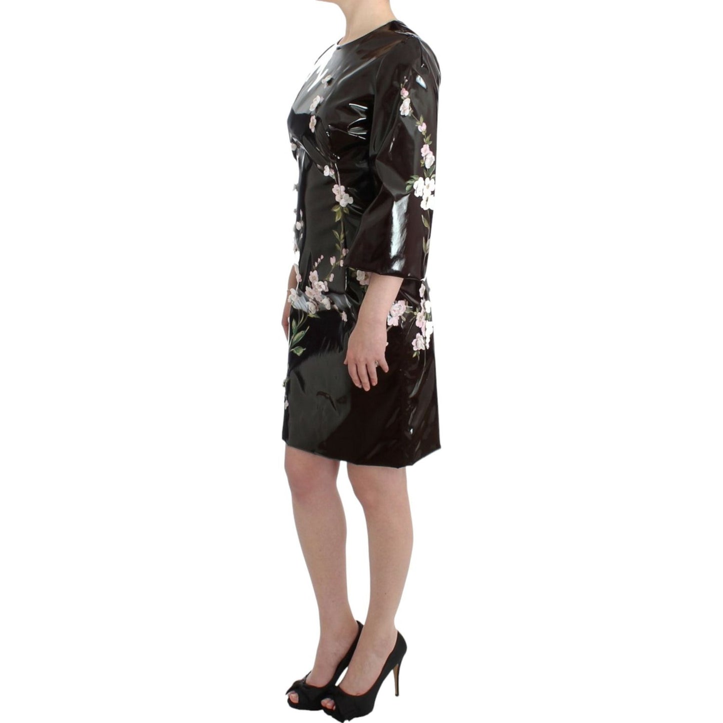 Dolce & Gabbana Black patent floral HANDPAINTED dress SIG12063-1