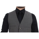 Dolce & Gabbana Gray Cotton Slim Fit Button Front Dress Vest GSS10422-1