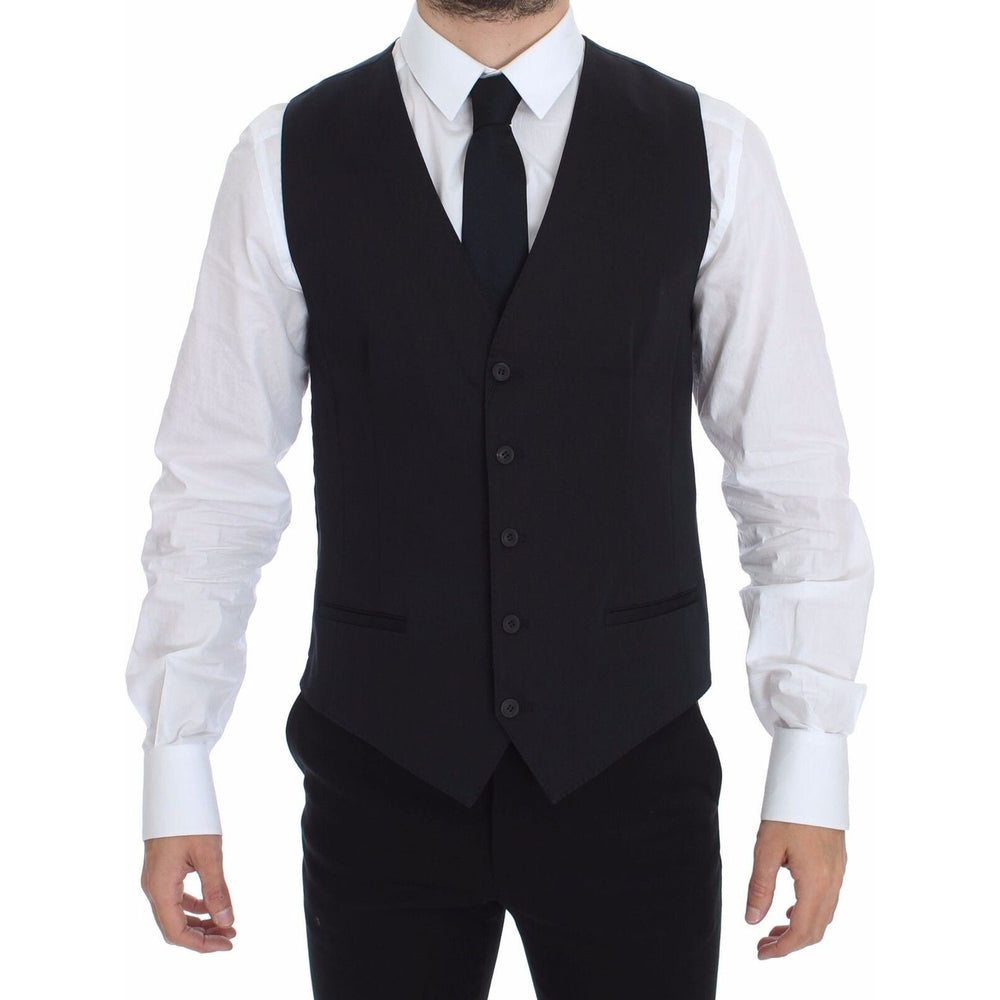 Dolce & Gabbana Blue Cotton Stretch Dress Vest Blazer VES10068-1