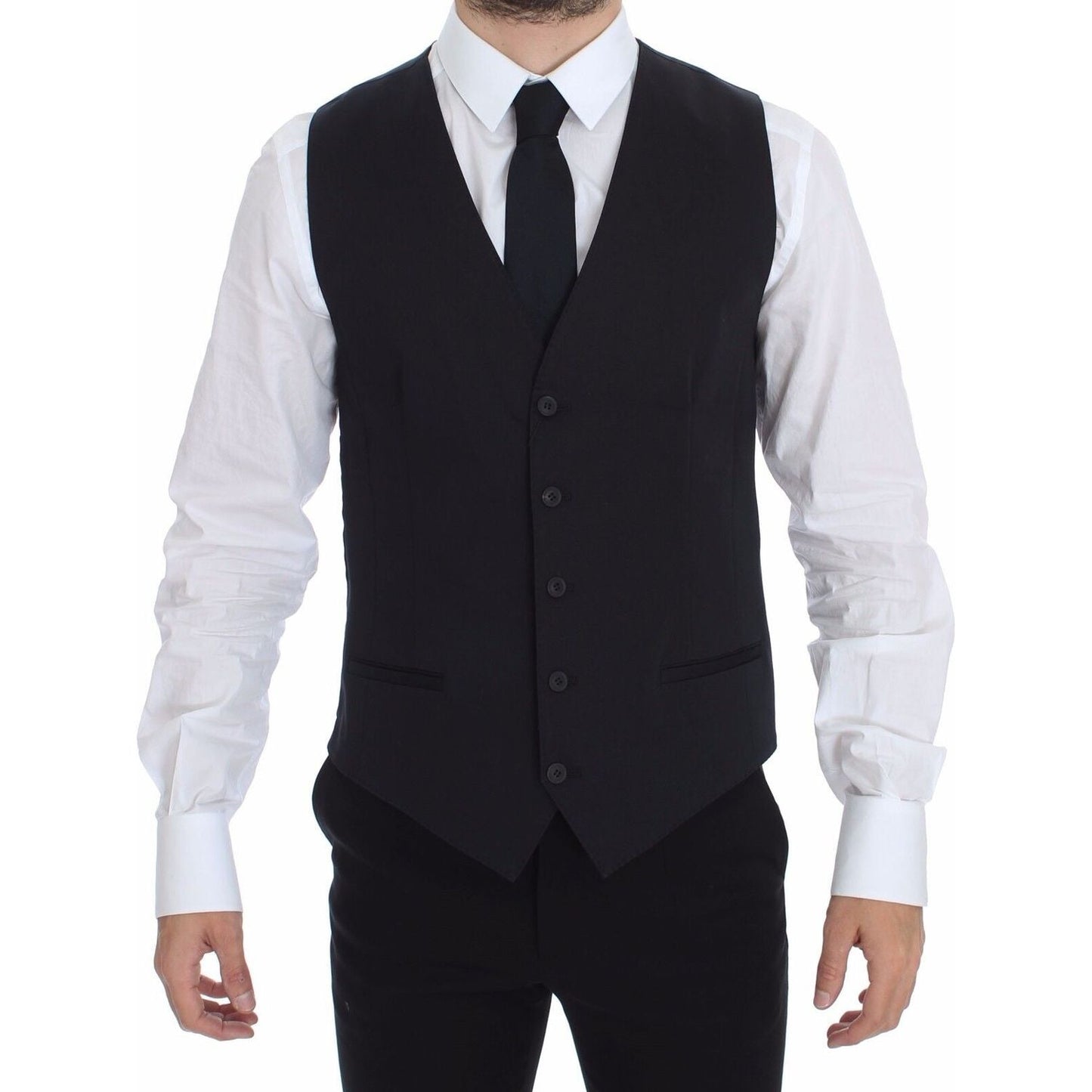 Dolce & Gabbana Blue Cotton Stretch Dress Vest Blazer VES10068-1