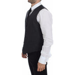 Dolce & Gabbana Elegant Gray Striped Dress Vest Dolce & Gabbana Dark Slate Gray